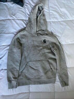 Carhartt Heather Gray Pullover Hoodie with Chest Emblem